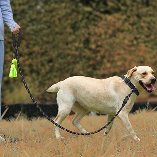 Joytale 6/5/4 FT Leashes for Large Medium Breed Dogs, Heavy Duty Nylon Braided Rope Dog Leash, Comfortable Padded Handle Strong Leashes with Poop Bags and Dispenser, Black, 6'×1/2''