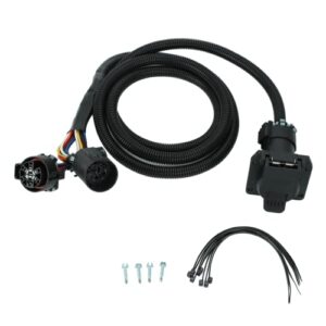 7-foot 7-pin trailer wiring harness extension with connector, 5th wheel 7 pin connector, 7-foot vehicle-side truck bed 56070 compactible with chevy, dodge, ford, gmc, nissan, ram, toyota balck