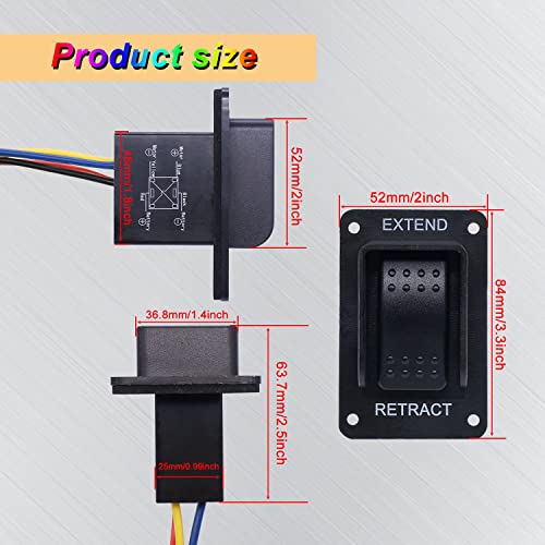 weideer RV Power Stabilizer Switch Electric Jack Switch 12V Waterproof Momentary Reverse Polarity Leveling Extend Retract Switch with Harness K-057