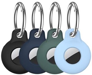 4 pack holder compatible with airtag, vagawei airtag tracker with keychain, multi-color protective silicone key ring for wallet, dog collar, luggage and more