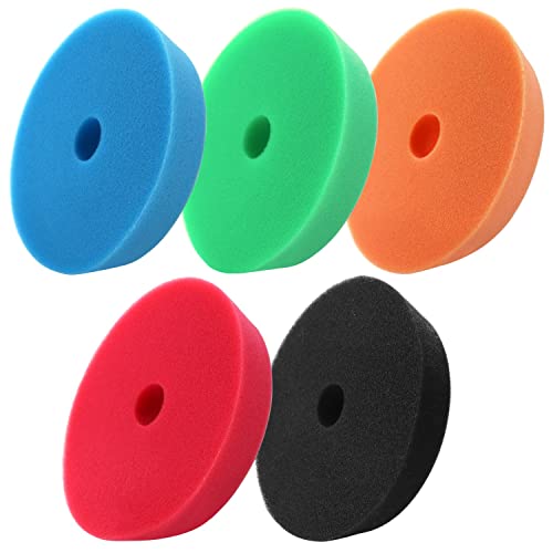 WORKEASE 5pcs 5 Inch Polishing Pads Hook and Loop, 5 Inch Buffing Pads, Orbital Buffing Pad, for Car or Boat Compounding, Polishing, and Waxing, for 5'' Backing Plate, fit RO/DA Polisher or Drill