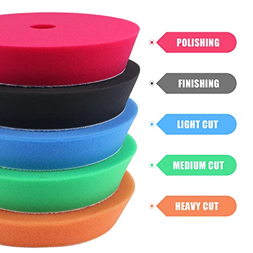 WORKEASE 5pcs 5 Inch Polishing Pads Hook and Loop, 5 Inch Buffing Pads, Orbital Buffing Pad, for Car or Boat Compounding, Polishing, and Waxing, for 5'' Backing Plate, fit RO/DA Polisher or Drill