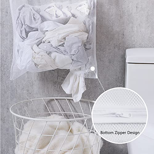 Resdenio Hanging Laundry Hamper Bag, Portable Laundry Bag, 30 x 20 Inch Large Foldable Wall Hanging Laundry Basket with 2 Adhesive Hooks for Dirty Clothes Organization and Storage