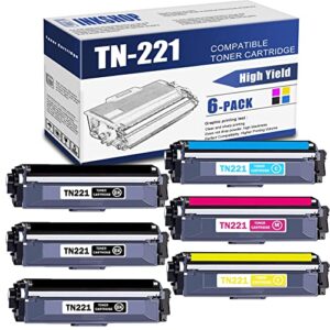 tn221 compatible tn-221bk tn-221c tn-221y tn-221m toner cartridge replacement for brother tn-221 hl-3140cw hl-3150cdn mfc-9130cw mfc-9140cdn dcp-9015cdw toner.(3bk+1c+1y+1m)