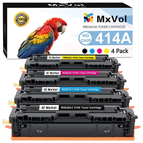 MxVol (414A NO Chip Compatible Toner Cartridge Replacement for HP 414A 414X W2020A W2020X for HP Color Pro MFP M479fdw M454dw M479fdn M454dn Printer Cartridges (KCMY-4 Pack)