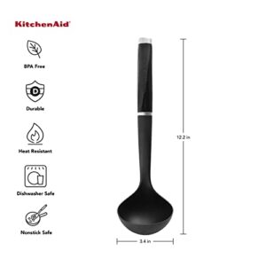 KitchenAid Classic Soup Ladle, One Size, Black 2 & Classic Pizza Wheel, 9-Inch, Black