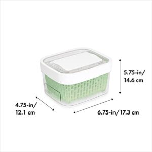 OXO Good Grips GreenSaver Produce Keeper -1.6 Qt & Good Grips GreenSaver Mounted Crisper Drawer Insert with Suction Cups (2 Pack),White