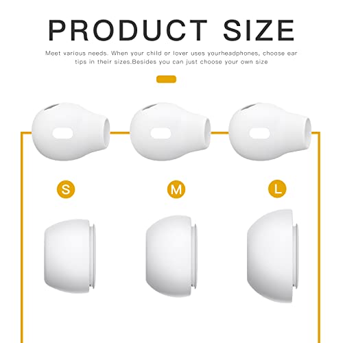 Brujula AirPods Pro 2 Ear Tips Ear Hooks Covers [Reduce Pain], Soft Silicone Accessories, Replacement Ear Tips, Fit in The Charging Case, [US Patent Registered] [3 Pairs](S/M/L)