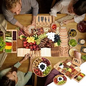 Charcuterie Board Set SMILCO Hand-Made Bamboo Extra Large Cheese Board and Knife Set-Inclued 1* Main Charcuterie Board,2*Cheese Board and 1*Fruit Tray.