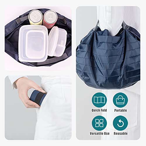 FuKuEn Foldable Reusable Tote Bags Grocery Shopping Bags Lunch Bag Washable Portable Bags Daily Commuter Bags Washable Eco Friendly Shopping Bags 2pcs