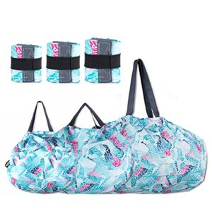 fukuen foldable shopping bags waterproof shopping bags reusable 3 pieces portable grocery bags with handles large capacity travel duffel bags for daily commuting picnic gym different size