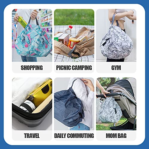 FuKuEn Foldable Shopping Bags Waterproof Shopping Bags Reusable 3 Pieces Portable Grocery Bags With Handles Large Capacity Travel Duffel Bags for Daily Commuting Picnic Gym Different Size