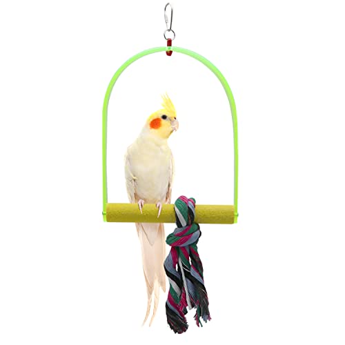 Wontee Bird Toys Bird Swing Toy Bird Perches for Parrot Budgie Parakeet Cockatiel Conure African Grey (Medium, Green)