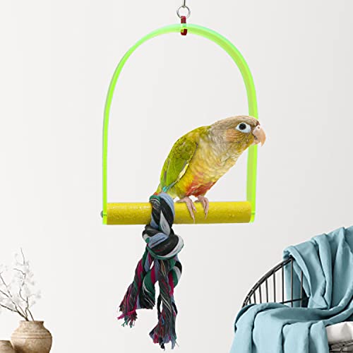 Wontee Bird Toys Bird Swing Toy Bird Perches for Parrot Budgie Parakeet Cockatiel Conure African Grey (Medium, Green)