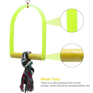 Wontee Bird Toys Bird Swing Toy Bird Perches for Parrot Budgie Parakeet Cockatiel Conure African Grey (Medium, Green)