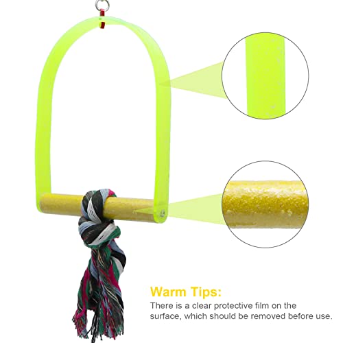 Wontee Bird Toys Bird Swing Toy Bird Perches for Parrot Budgie Parakeet Cockatiel Conure African Grey (Medium, Green)