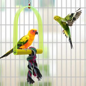 Wontee Bird Toys Bird Swing Toy Bird Perches for Parrot Budgie Parakeet Cockatiel Conure African Grey (Medium, Green)