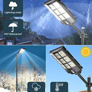 Gefolly 1000W Solar Street Lights Outdoor, 162000LM Commercial Parking Lot Light Dusk to Dawn, 6500K Solar Security Flood Lights with Motion Sensor for Basketball Court, Road, Yard-2 Pack