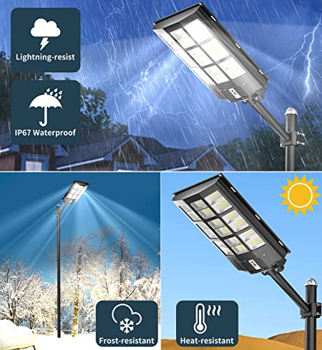 Gefolly 1000W Solar Street Lights Outdoor, 162000LM Commercial Parking Lot Light Dusk to Dawn, 6500K Solar Security Flood Lights with Motion Sensor for Basketball Court, Road, Yard-2 Pack