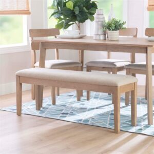 Linon Miles Wood Dining Bench in Natural Brown