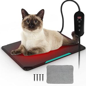 swsun outdoor heating pad for cats with 6 levels of temperature adjustment and the timer, waterproof pvc outdoor pet heating pad for cat/puppy/older pet/newborn pet/pregnant pet/rabbit/chick/bird