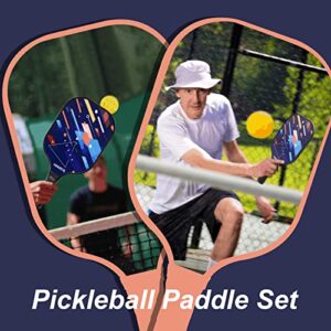 YDXIZCQ Pickleball Paddles,Fiberglass Surface Pickleball Paddles Set of 4,5 Orange Indoor Balls,4 Yellow Outdoor Balls,4 Replacement Soft Grips,1 Carrying Bag,Pickleball Paddle Gifts for Men Women