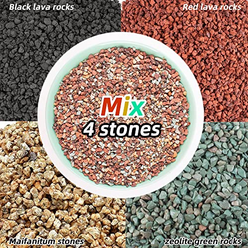 3lb Mix Lava Rocks for Plants in Door -Gravel Pebbles for Bonsai Succulent Cactus Potting Soil and Vase Fillers, Fairy Gardening,Top Dressing