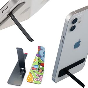 cixvoemk universal ultra-thin phone bracket, back sticker invisible support frame, mini paste type stainless steel folding phone case bracket.(black & color-2pcs)