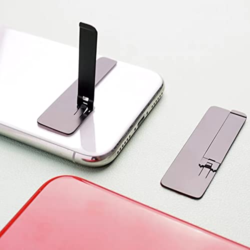CIXVOEMK Universal Ultra-Thin Phone Bracket, Back Sticker Invisible Support Frame, Mini Paste Type Stainless Steel Folding Phone Case Bracket.(Black & Color-2PCS)