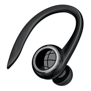 eloven bluetooth headset, single ear earpiece earphone with hook, noise cancelling headset with mic for business sports drive, wireless headphone cell phone earpiece for iphone samsung android, black