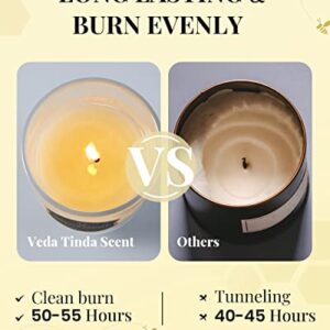 Veda Tinda Scent Freesia Scented Candles for Home, Natural Beeswax Candles 7.4oz, Luxury Fragrance Glass Jar Candle Housewarming Gift for Women, Over 55 Hours of Burn Time