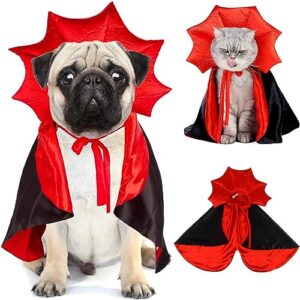 Dog Cape Costume - Halloween Pet Costumes Cat Vampire Cloak, Funny Cosplay Dress Devil Wizard Outfit, Dog Witch Clothes for Small Medium Dogs Cats Puppy, Dog Mantle Apparel for Halloween Party