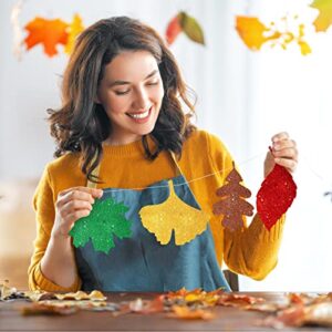 120 Pcs Glitter Paper Leaf Cutouts Fall Bulletin Board Cut Outs Fall Paper Leaf Cutouts Fall Cardboard Cutouts for Autumn Bulletin Board Classroom Thanksgiving Decor (Leaf)