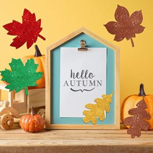 120 Pcs Glitter Paper Leaf Cutouts Fall Bulletin Board Cut Outs Fall Paper Leaf Cutouts Fall Cardboard Cutouts for Autumn Bulletin Board Classroom Thanksgiving Decor (Leaf)