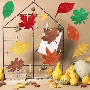 120 Pcs Glitter Paper Leaf Cutouts Fall Bulletin Board Cut Outs Fall Paper Leaf Cutouts Fall Cardboard Cutouts for Autumn Bulletin Board Classroom Thanksgiving Decor (Leaf)