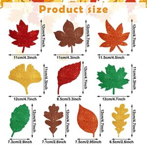 120 Pcs Glitter Paper Leaf Cutouts Fall Bulletin Board Cut Outs Fall Paper Leaf Cutouts Fall Cardboard Cutouts for Autumn Bulletin Board Classroom Thanksgiving Decor (Leaf)