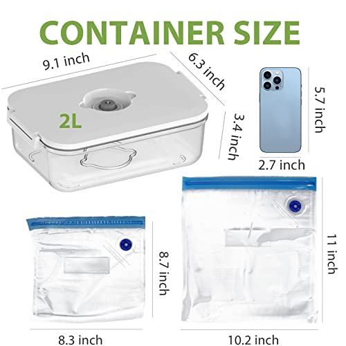 Vacuum Seal Storage Container Starter Kit (2L/half-gallon x1), with Handheld Automatic Pump & 6 Vacuum Bags, Vacuum Container for Food Storage, Airtight Food Preservation -BPA Free, Freezer Safe