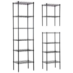 6 tier shelving unit narrow shelf storage shelves tall skinny shelf for small spaces bathroom racks and shelves corner storage rack for kitchen laundry pantry closet 16.7" l×11.8" w × 63.6" h, black