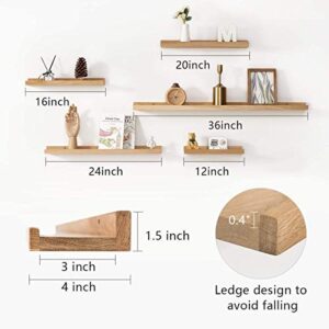 BEUGAWHOO Long Floating Shelf Natural Oak Wood Picture Ledge Shelf Wood Wall Shelf for Bedroom, Living Room, Bathroom,Kitchen, Office