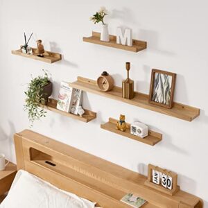 BEUGAWHOO Long Floating Shelf Natural Oak Wood Picture Ledge Shelf Wood Wall Shelf for Bedroom, Living Room, Bathroom,Kitchen, Office