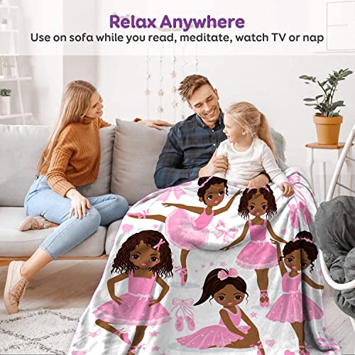 African American Blanket Throw 60"X80"for Gilrs Teen Women Daughter Super Soft African American Blanket for Bed Couch Sofa Warm Blanket All Season Ultra Soft Home Decor Flannel Fuzzy Blanket