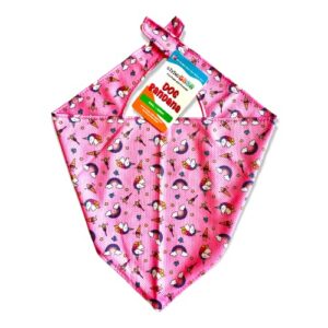 giving paws – magical unicorn dog bandana – soft and comfortable puppy bandanas - giving back to pets in need - pink color unicorn printed bandanas for dogs - large/x-large