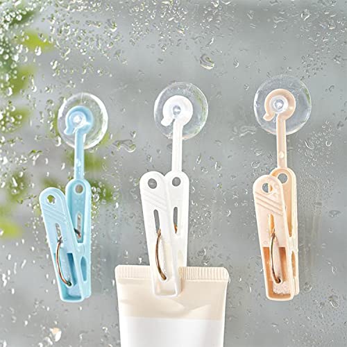 HSCGIN 6pcs Suction Cup Clips 85x30mm White Plastic Round Suction Cup Clamp Holder for Hanging Home Office Accessories