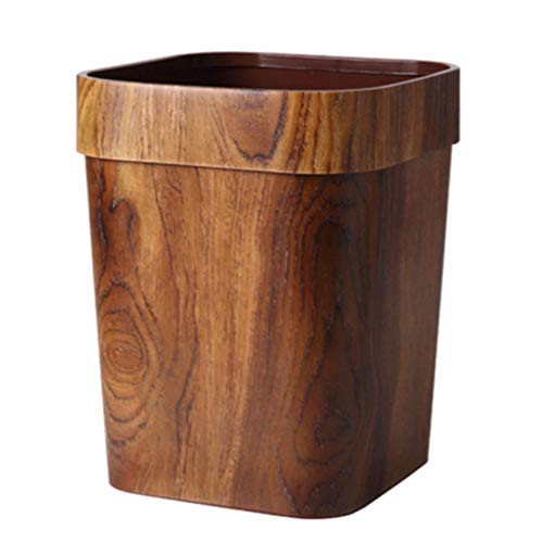 LIFKOME Office Decor Garbage Containers Wood Trash Can Wastebasket Rustic Garbage Container Bin Rubbish Bin for Bathroom Bedroom Kitchen Home Office (L Size 14 L) Kitchen Waste Bins Plastic Bins