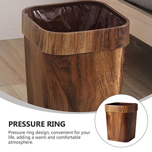 LIFKOME Office Decor Garbage Containers Wood Trash Can Wastebasket Rustic Garbage Container Bin Rubbish Bin for Bathroom Bedroom Kitchen Home Office (L Size 14 L) Kitchen Waste Bins Plastic Bins
