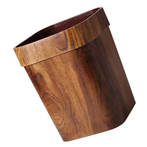 LIFKOME Office Decor Garbage Containers Wood Trash Can Wastebasket Rustic Garbage Container Bin Rubbish Bin for Bathroom Bedroom Kitchen Home Office (L Size 14 L) Kitchen Waste Bins Plastic Bins