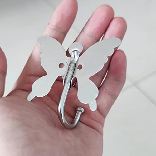 AOLZUNK 5 Set Butterfly Shape Single Hook, Clothes Hooks, Cap Hooks, Key Hooks, Hanger Hooks for Robe Towel Coat Hooks in Bathroom Kitchen Sticky Hooks