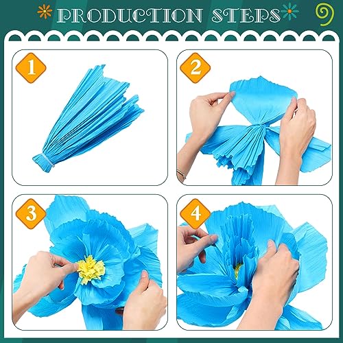 18 Pieces Mexican Paper Flowers Colorful Fiesta Paper Flowers Carnival Crepe Paper Flowers Mexican Party Decorations Supplies for Cinco De Mayo Party Taco Party 12,10,8 Inch