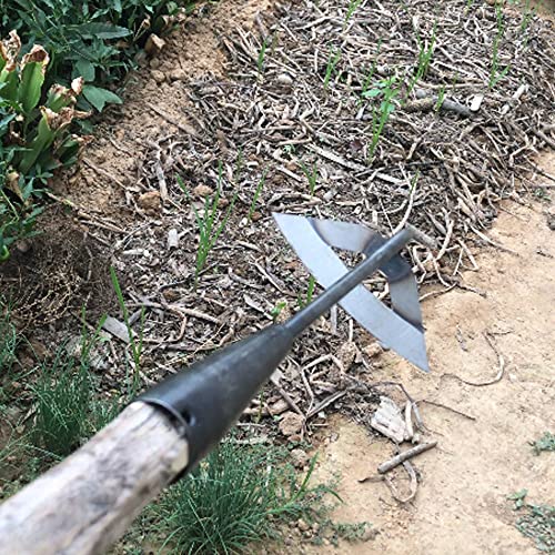 Zimchado Pack of Weeding Tool Hollow Hoe and Japanese Sickle Garden Tool and a Pair of Professional Gardening Gloves - Heavy Duty Very Sharp Gardening Hand Tools for Landscaping - Nejiri Gama Hoe