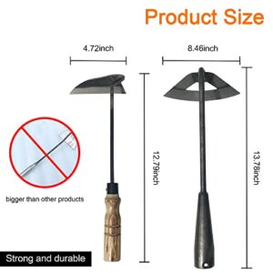 Zimchado Pack of Weeding Tool Hollow Hoe and Japanese Sickle Garden Tool and a Pair of Professional Gardening Gloves - Heavy Duty Very Sharp Gardening Hand Tools for Landscaping - Nejiri Gama Hoe